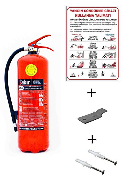 ÇAKIR 6 kg Yangın Tüpü, Askı Aparatı,yangın Tüpü Kullanım Talimatı ve Dübel V...