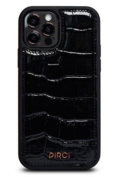 PİRCİ Iphone 12 Uyumlu Dokulu Deri Kılıf Siyah