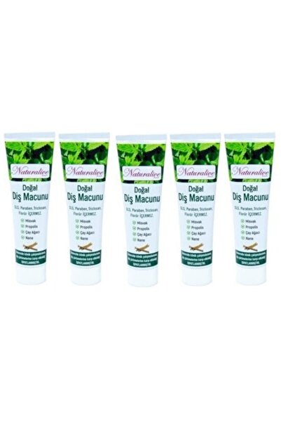 NATURALİVE BEAUTY مجموعة معجون أسنان طبيعي خالي من الفلورايد مكونة من 5 قطع