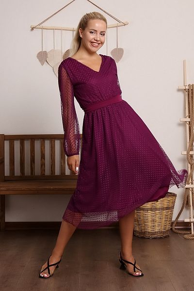 MACFLY Belted V Polka Dot Tutu Dress
