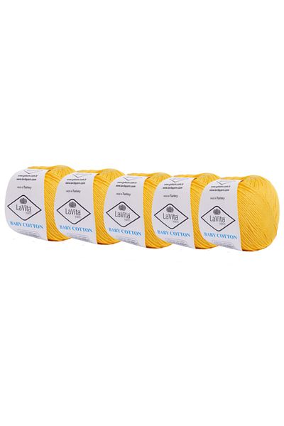 LaVita Yarn 50 g Baby Cotton Amigurumi - Punch, Πλεκτό Χέρι και Πακέτο 5 Taka Yarn (BAL SARI-2002)