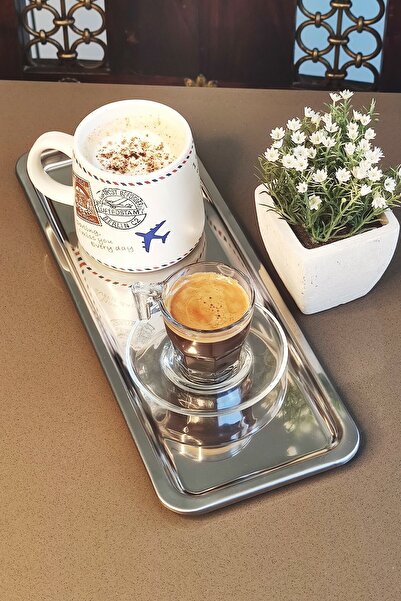 KHAKMA Steel Service Presentation Tray Coffee Tray 1pastm 2 Pieces