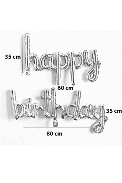 Aşkın Parti Evi Happy Bırthday Gümüş Imza El Yazısı Folyo Balon
