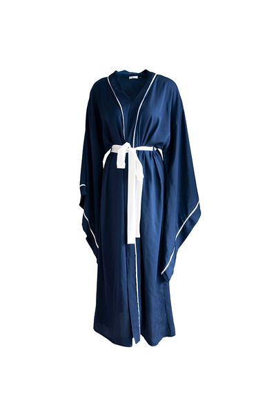 Mita Concept Dragon Patterned Navy Blue Kimono