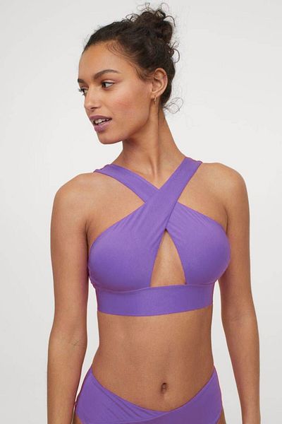 DEEP BEACH Lilac Wide Shoulder Strap, Wrap Cut Wrap Top Db200518m