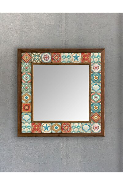 Oscar Stone Decor Masif Çerçeveli Mozaik Taş Ayna 43 Cm X 43 Cm