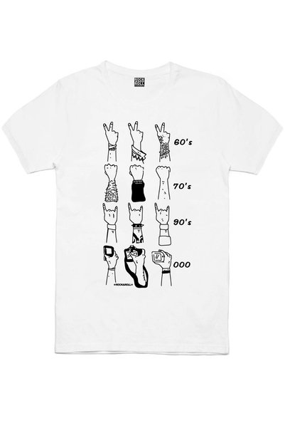 ROCKANDROLL Erkek Beyaz Eller Ve Yıllar Kısa Kollu T-shirt