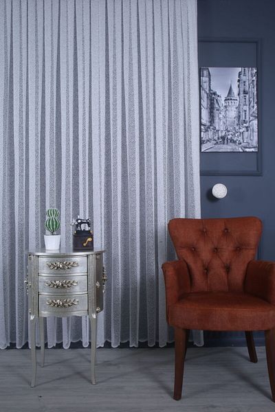 PERDECITY Ice Cracked Pattern, Knitted Tulle Curtain - 300X260Cm, 1/3 Tight Pleat
