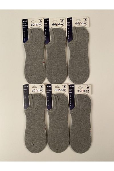 Dündar Men's Gray Sneaker Invisible Plus Seamless Soft Wash Scented Socks Pack of 6