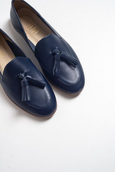 LuviShoes F04 Тъмносини обувки от естествена кожа