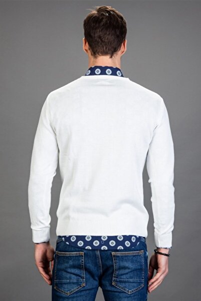 Tudors Ανδρικό βαμβακερό πουλόβερ με στενή κοπή με V λαιμόκοψη