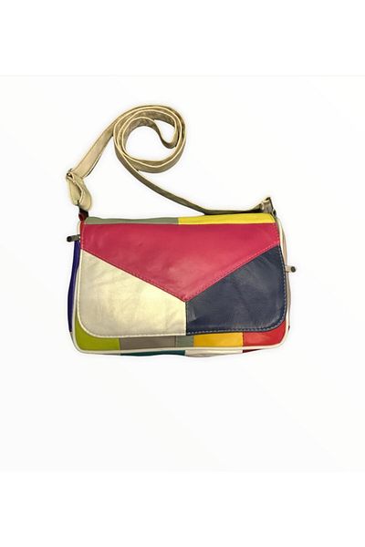 NahitaTyana Geantă de umăr multicoloră din piele naturală