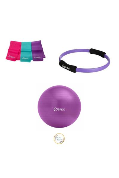 oliva sports Σετ Cosfer Yoga And Pilates με 3 λωρίδες Pilates, κύκλο Pilates και σετ μπάλας Pilates 65 cm