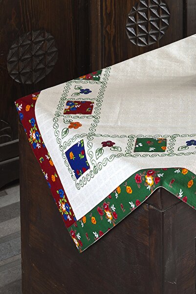 ÖDEL HOME Gray Buldan Fabric Patched Embroidered Tablecloth