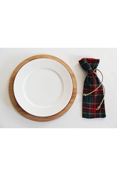 Çizgikare Husă pentru tacâmuri în carouri verde roșu (4 bucăți)