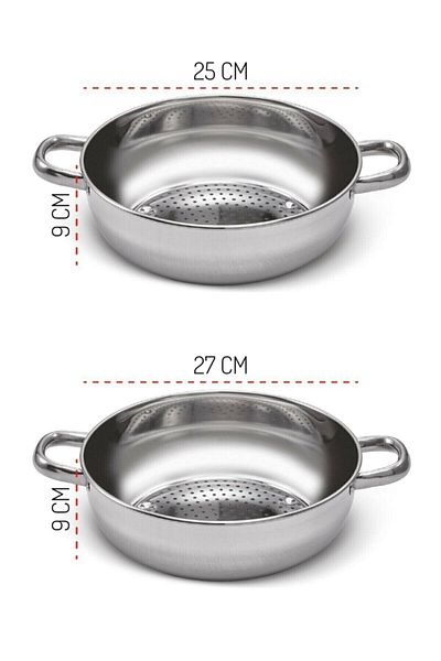MİMOZA PARK Mimoza 2-Piece Pasta Strainer with Stainless Steel Handle (2 Pieces)