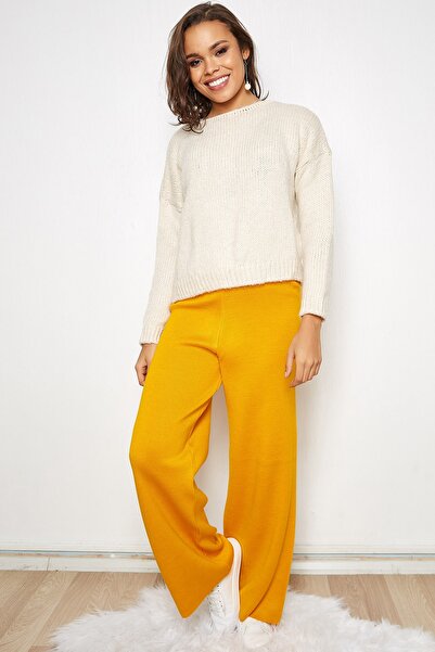 Hopoi Kadın Hardal Bol Paça Pantolon 41023