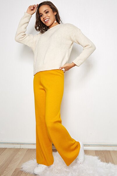 Hopoi Kadın Hardal Bol Paça Pantolon 41023