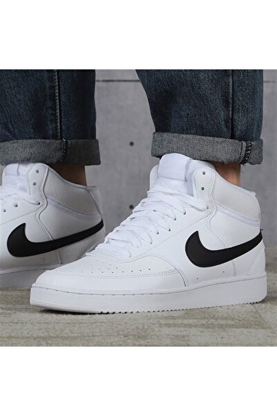 Nike Court Vision Mid Erkek Sneaker Spor Ayakkabı Beyaz Siyah Cd5466101v2