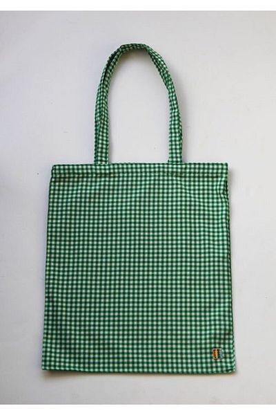 Çizgikare Πράσινη υφασμάτινη τσάντα Gingham