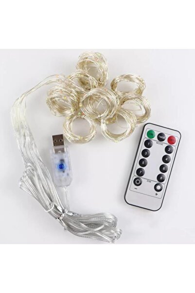 exeo Usb Perde Peri Led Kumandali Dekoratif Su Geçirmez Beyaz 3x2 Metre