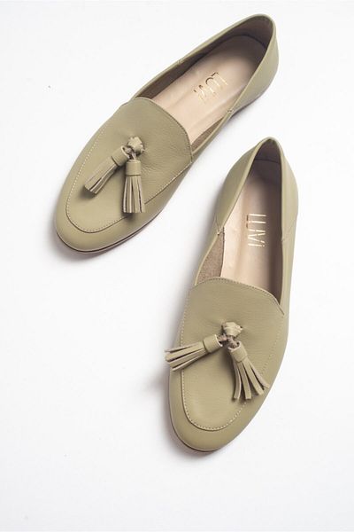 LuviShoes F04 Grüne Lederschuhe aus echtem Leder