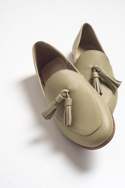 LuviShoes F04 Grüne Lederschuhe aus echtem Leder