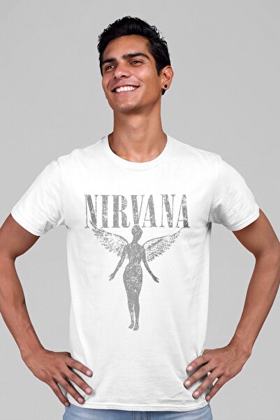 ROCKANDROLL Tricou cu mânecă scurtă White Angel Nirvana pentru bărbați