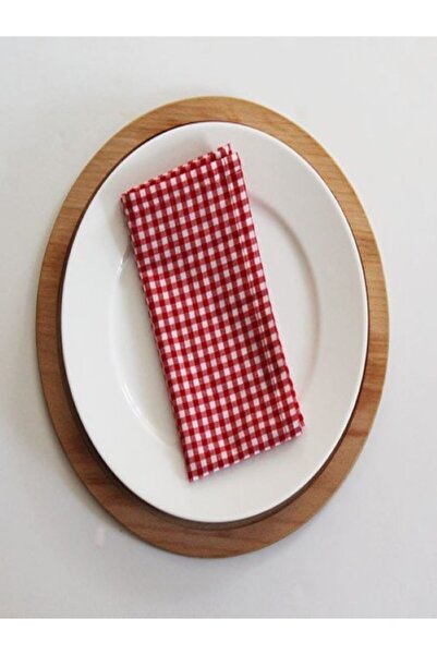 Çizgikare Șervețel roșu din țesătură Gingham (6 bucăți)
