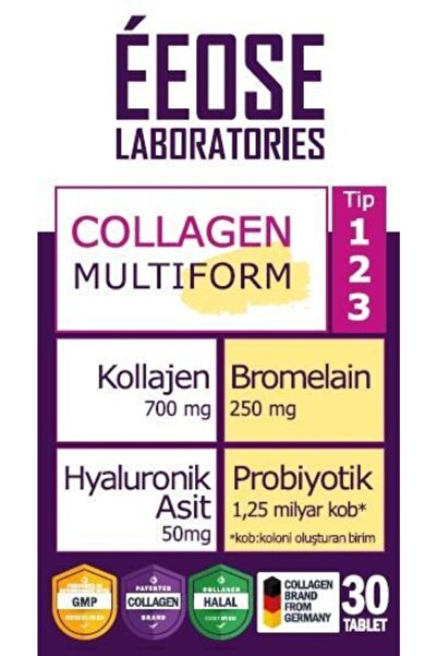 Eeose Multiform Collagen and Bromelain - Hyaluronic Acid and Probiotic 30 Tablets