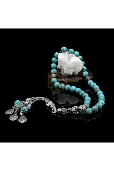 vevasilver مسبحة صلاة مخصصة بشرابة فضية من حجر الفيروز