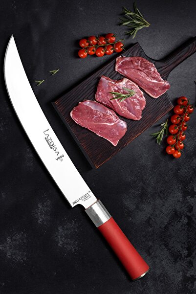 LAZBİSA Red Craft Serisi Mutfak Bıçak Vodo Şef Bıçağı Et Ekmek Sebze Salata Ş...