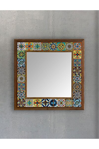 Oscar Stone Decor Masif Çerçeveli Mozaik Taş Ayna 43 Cm X 43 Cm (MOROCCO-ETNİ...