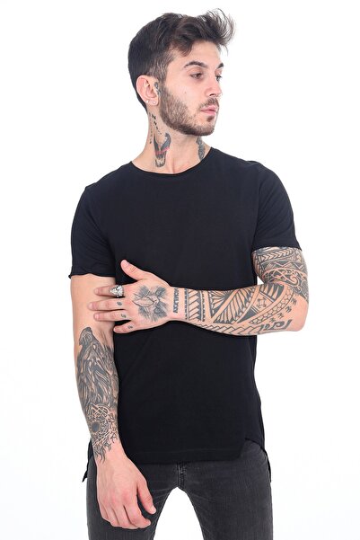 THE ONE Tricou negru pentru bărbați, cu croială asimetrică, cu decolteu