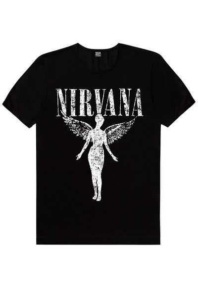 ROCKANDROLL Tricou cu mânecă scurtă Black Angel Nirvana pentru bărbați