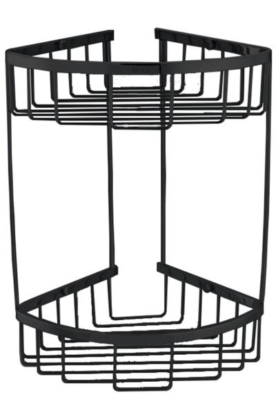 Mayaglory Suport pentru săpun din sârmă pentru colțul băii, negru mat, cu dou...