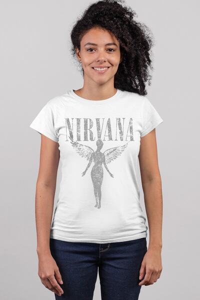 ROCKANDROLL Tricou cu mânecă scurtă White Angel Nirvana de damă