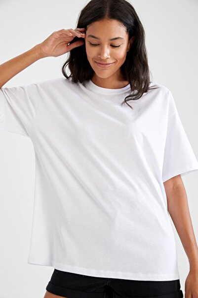 DeFacto Μπλουζάκι Oversize Fit Crew με κοντό μανίκι