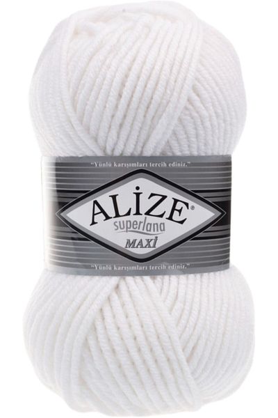 Alize Superlana Maxi White Hand Knitting - 55 Wool Color Code
