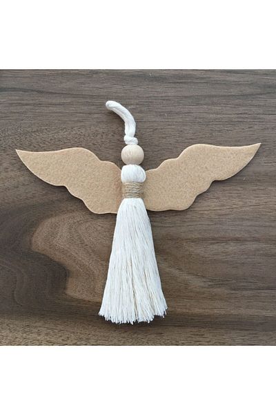 OzanTuhafiye Ornament de Anul Nou din Macrame Angel realizat manual, 6 piese, ornament din copac de pin 19