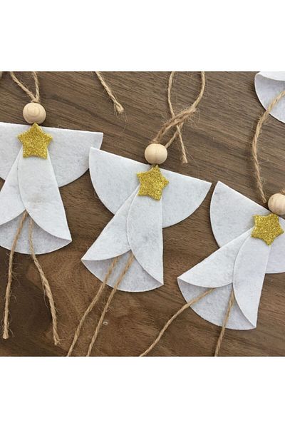 OzanTuhafiye Ornament de Crăciun din pâslă realizat manual, 6 piese, ornament de pin 22