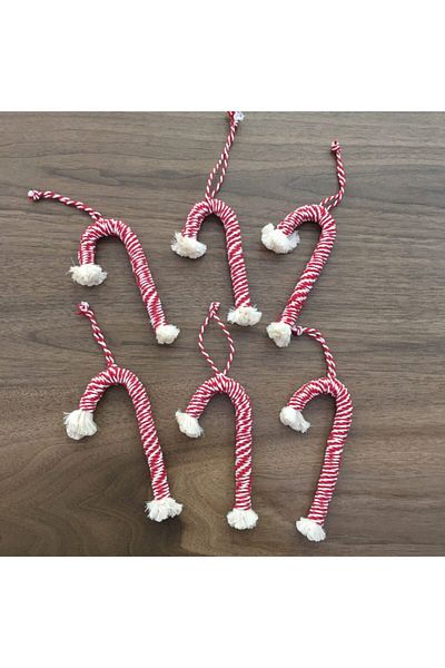 OzanTuhafiye Handmade Macrame Candy Set of 6 Christmas Ornament Pine Tree Ornament 24krmz