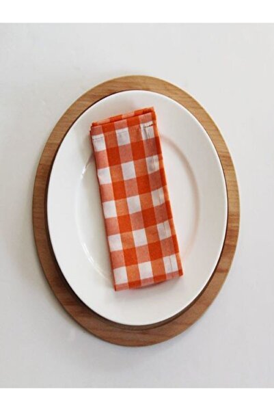 Çizgikare Șervețel din țesătură în carouri portocalii (6 bucăți)
