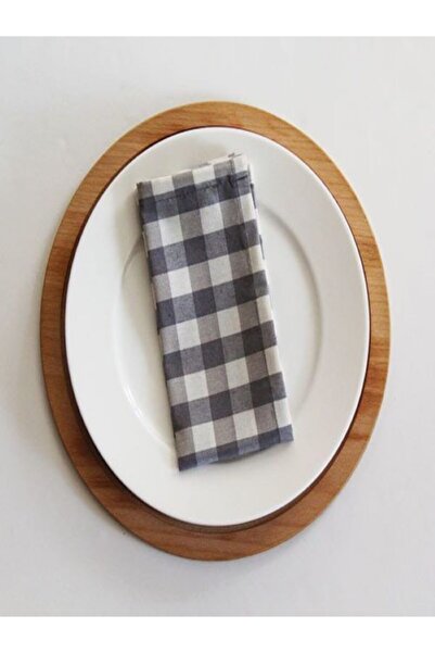 Çizgikare Șervețel din țesătură în carouri gri (6 bucăți)