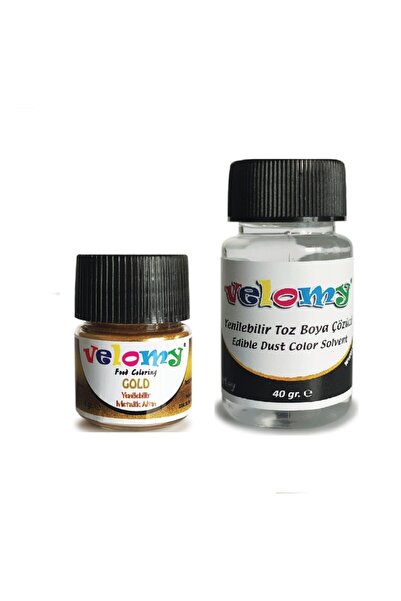 velomy Yenilebilir Metalik Altın Toz Boya Gıda Boyası 4 grToz Boya Çözücü 40 gr