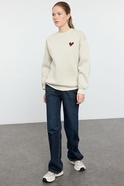 Trendyol Collection Плетен суичър с дебел полар от вътрешната страна на камъка - Twoaw25Sw00176