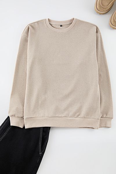 Trendyol Collection Голям суитшърт Camel с кръгло деколте - Tmnaw25Sw00194