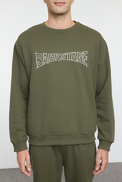 Trendyol Collection Khaki Color Oversize Text Printed Tracksuit Set - Tmnaw25em00009