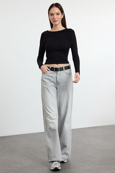 Trendyol Collection Μαύρη πλεκτή μπλούζα TWOAW25BZ00305