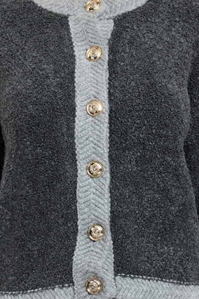 Trendyol Collection Anthracite Knitwear Cardigan - Twoaw25Hi00357 Model